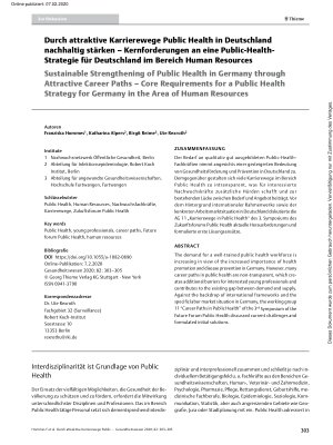 Vorschauseite 1: Durch attraktive Karrierewege Public Health in Deutschland nachhaltig stärken – Kernforderungen an eine Public-Health-Strategie für Deutschland im Bereich Human Resources