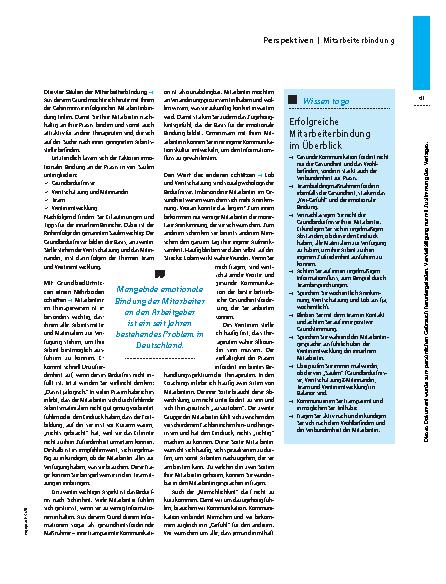 Vorschauseite 2: „Hier bleib ich!“ – Emotionale Mitarbeiterbindung