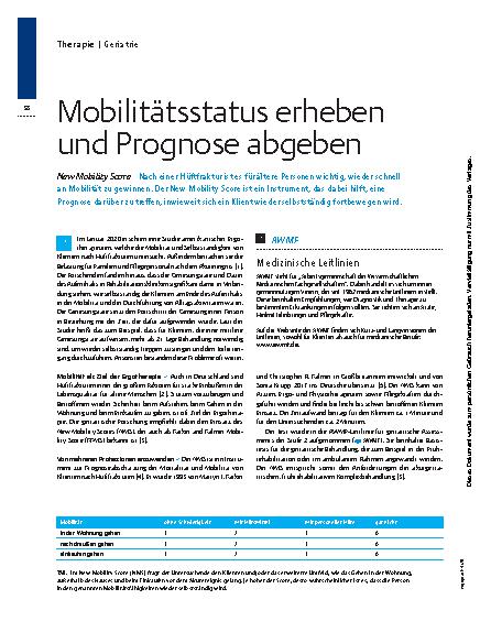 Vorschauseite 1: Mobilitätsstatus erheben und Prognose abgeben – New Mobility Score