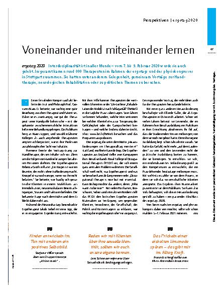 Vorschauseite 2: Voneinander und miteinander lernen – ergotag 2020