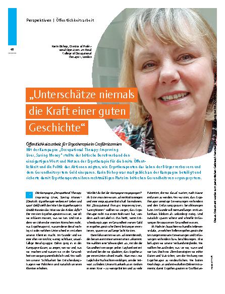 Vorschauseite 1: „Unterschätze niemals die Kraft einer guten Geschichte“ – Öffentlichkeitsarbeit für Ergotherapie in Großbritannien
