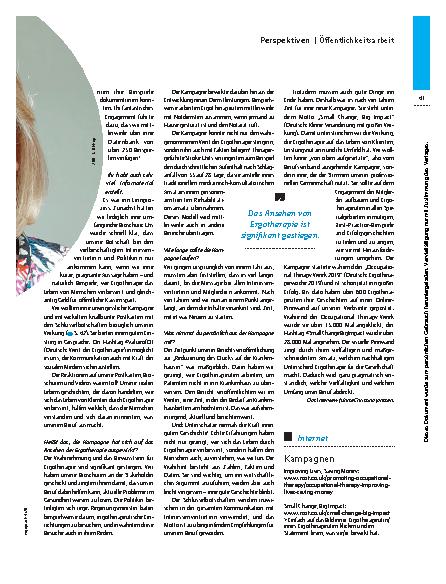 Vorschauseite 2: „Unterschätze niemals die Kraft einer guten Geschichte“ – Öffentlichkeitsarbeit für Ergotherapie in Großbritannien