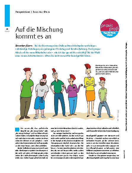 Vorschauseite 1: Auf die Mischung kommt es an – Bewerber filtern
