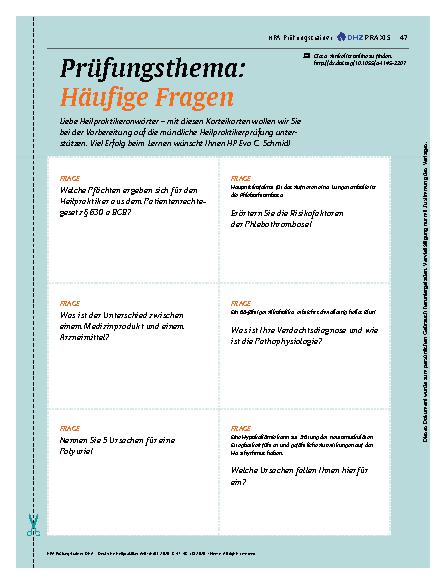 Vorschauseite 1: Prüfungsthema: Häufige Fragen