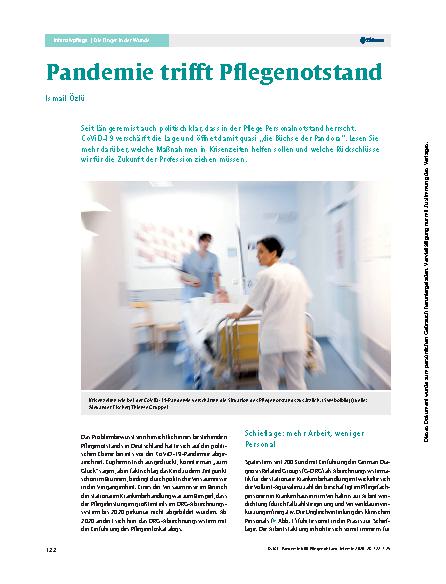 Vorschauseite 1: Pandemie trifft Pflegenotstand