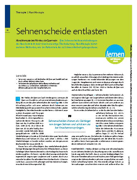 Vorschauseite 1: Sehnenscheide entlasten – Handtherapie bei Morbus de Quervain