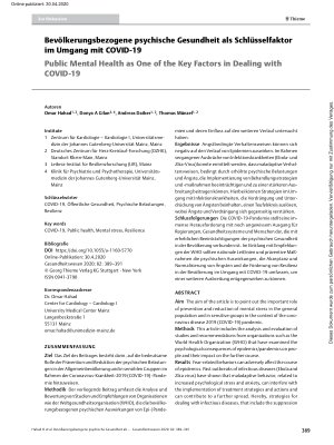 Vorschauseite 1: Bevölkerungsbezogene psychische Gesundheit als Schlüsselfaktor im Umgang mit COVID-19