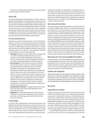Vorschauseite 3: Quarantäne alleine oder in Kombination mit weiteren Public-Health-Maßnahmen zur Eindämmung der COVID-19 Pandemie: Ein Cochrane Rapid Review