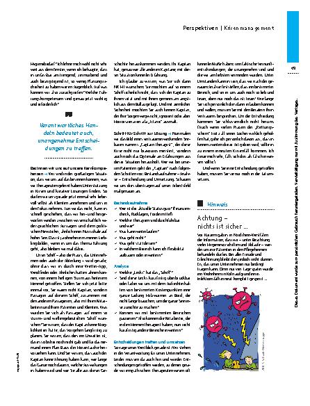 Vorschauseite 2: Das Optimum herausholen – Krisenmanagement