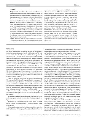 Vorschauseite 2: Bewegungsdeterminanten, Erfüllung der Empfehlungen für ausdauerorientierte Bewegung und Gesundheit: Ergebnisse einer Korrelationsstudie aus den österreichischen Bundesländern