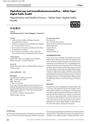 Vorschauseite 1: Digitalisierung und Gesundheitswissenschaften – White Paper Digital Public Health