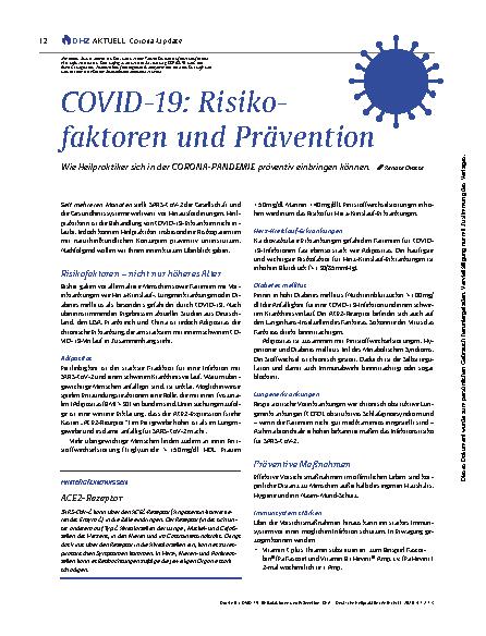 Vorschauseite 1: COVID-19: Risikofaktoren und Prävention