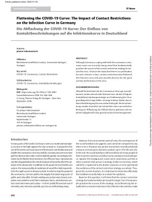 Vorschauseite 1: Flattening the COVID-19 Curve: The Impact of Contact Restrictions on the Infection Curve in Germany
