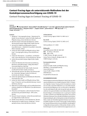 Vorschauseite 1: Contact-Tracing-Apps als unterstützende Maßnahme bei der Kontaktpersonennachverfolgung von COVID-19
