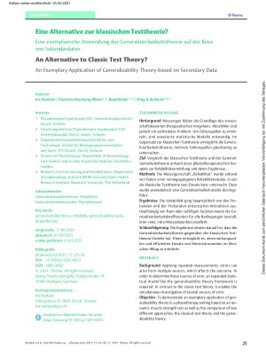 Vorschauseite 1: Eine Alternative zur klassischen Testtheorie? – Eine exemplarische Anwendung der Generalisierbarkeitstheorie auf der Basis von Sekundärdaten