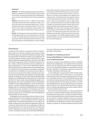 Vorschauseite 2: Auswirkungen der COVID-19-Pandemie auf die klinische Versorgung, Arbeitsprozesse und Mitarbeitenden in der Universitätsmedizin: Ergebnisse einer Interviewstudie am UKE