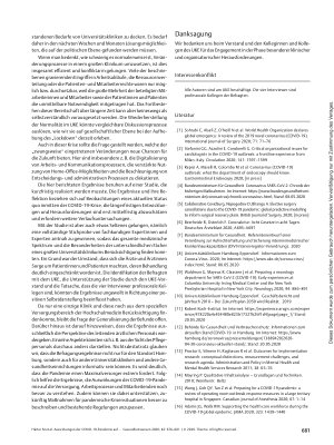 Vorschauseite 6: Auswirkungen der COVID-19-Pandemie auf die klinische Versorgung, Arbeitsprozesse und Mitarbeitenden in der Universitätsmedizin: Ergebnisse einer Interviewstudie am UKE