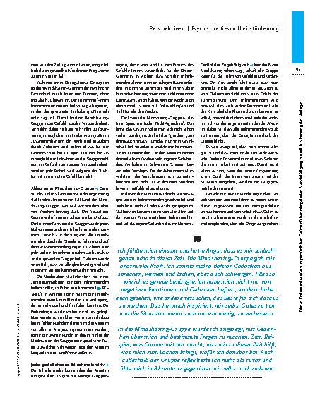 Vorschauseite 4: Gefühle und Gedanken teilen – Mindsharing in der Gruppe