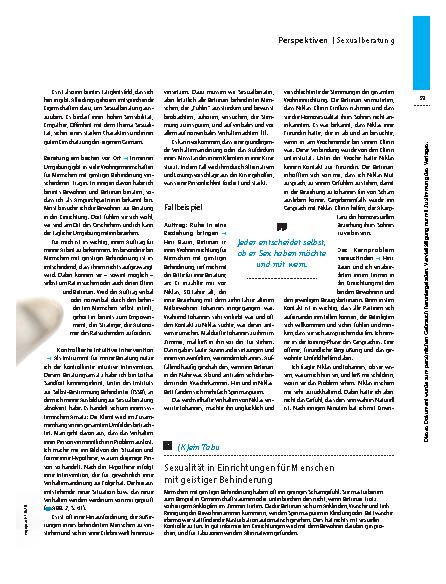 Vorschauseite 2: Jeder hat das Recht auf die eigene Sexualität – Sexualberatung von Menschen mit geistiger Behinderung