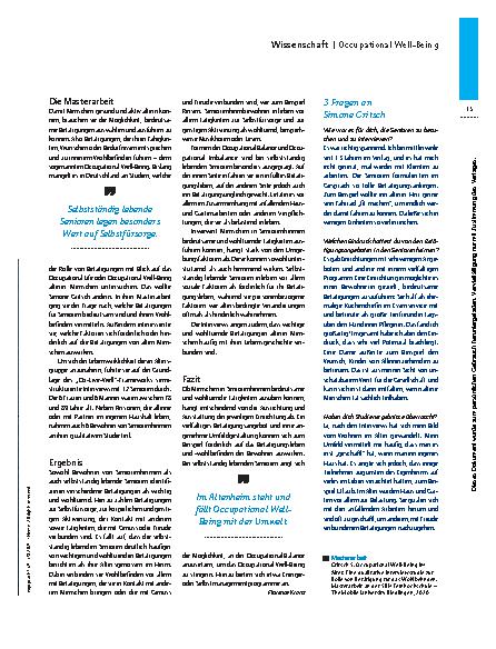 Vorschauseite 2: Gesundes Altern – Occupational Well-Being im Alter