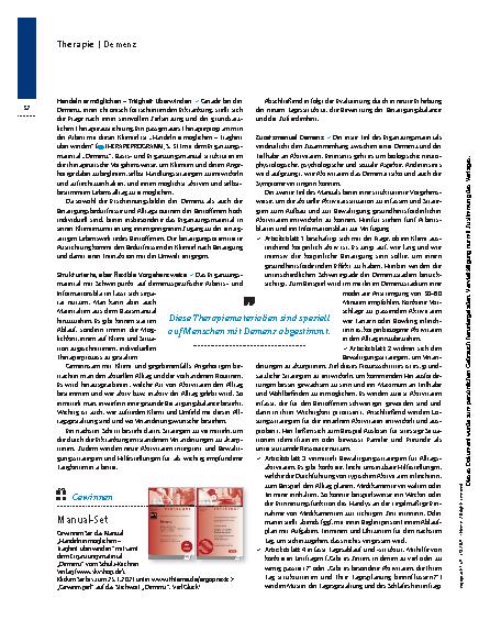 Vorschauseite 3: Ressourcen nutzen und Strategien entwickeln – Handeln gegen Trägheit: Demenz