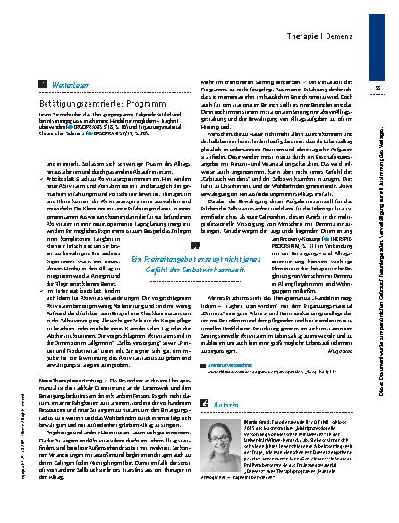 Vorschauseite 4: Ressourcen nutzen und Strategien entwickeln – Handeln gegen Trägheit: Demenz