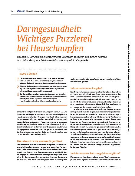 Vorschauseite 1: Darmgesundheit: Wichtiges Puzzleteil bei Heuschnupfen