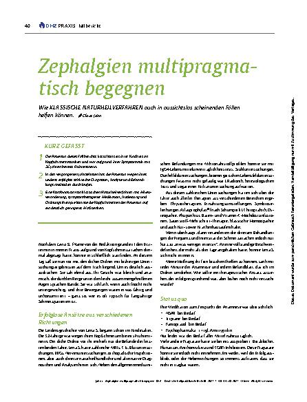 Vorschauseite 1: Zephalgien multipragmatisch begegnen