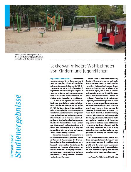 Vorschauseite 1: Lockdown mindert Wohlbefinden von Kindern und Jugendlichen – Psychische Gesundheit