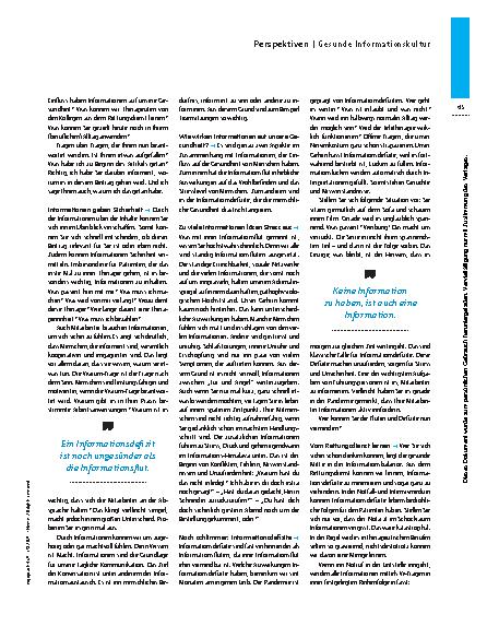 Vorschauseite 2: Das richtige Maß an Information – Gesunde Informationskultur