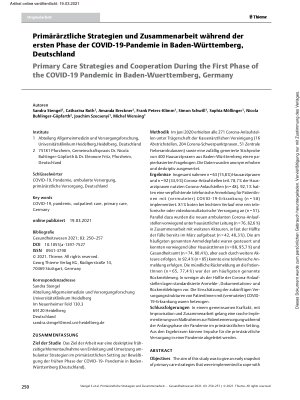 Vorschauseite 1: Primärärztliche Strategien und Zusammenarbeit während der ersten Phase der COVID-19-Pandemie in Baden-Württemberg, Deutschland