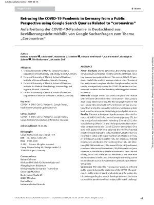 Vorschauseite 1: Retracing the COVID-19 Pandemic in Germany from a Public Perspective using Google Search Queries Related to “coronavirus”