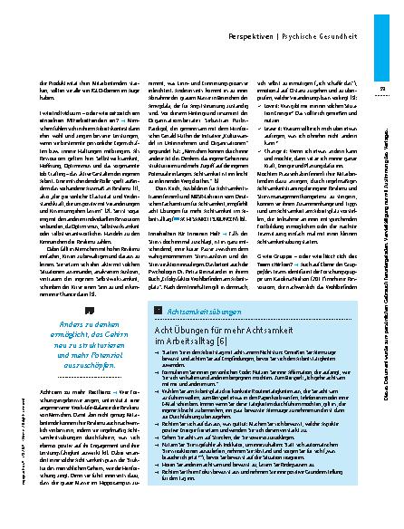 Vorschauseite 2: Praxisleitung mit Hirn – Psychisches Wohlbefinden am Arbeitsplatz