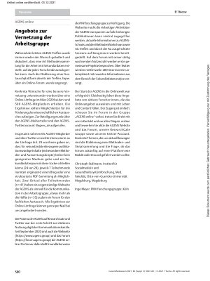 Vorschauseite 1: Angebote zur Vernetzung der Arbeitsgruppe