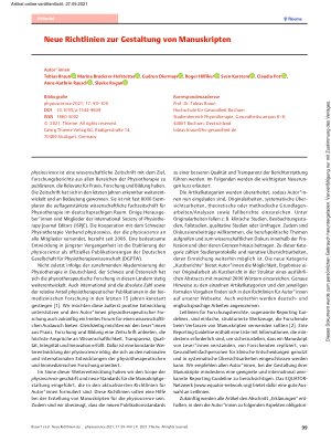 Vorschauseite 1: Neue Richtlinien zur Gestaltung von Manuskripten