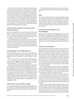 Vorschauseite 5: Die Sicherheit des Lebendnierenspenders – Das Deutsche Lebendspende Register SOLKID-GNR – Entstehung und Struktur eines nationalen Registers in der Versorgungsforschung