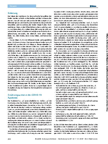 Vorschauseite 2: Ernährungsarmut bei Kindern – Ursachen, Folgen, COVID-19