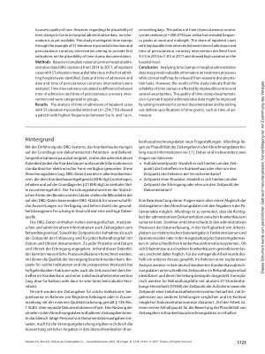 Vorschauseite 2: Analyse der Zeitangaben in Krankenhausabrechnungsdaten bei ST-Streckenhebungs-Herzinfarkt und Linksherzkatheterintervention