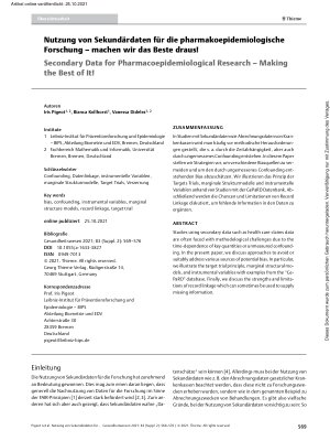 Vorschauseite 1: Nutzung von Sekundärdaten für die pharmakoepidemiologische Forschung – machen wir das Beste draus!