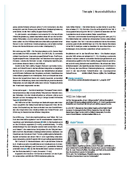 Vorschauseite 2: Die Rückkehr an den Arbeitsplatz begleiten – Assessment: Work-ability Support Scale (WSS)