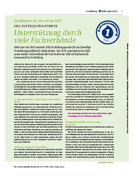Vorschauseite 1: Qualifizieren Sie sich mit der DHZ: DHZ-FORTBILDUNGSPUNKTE: Unterstützung durch viele Fachverbände