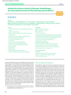 Vorschauseite 1: Statistische Inferenz mittels Schätzung: Empfehlungen der International Society of Physiotherapy Journal Editors