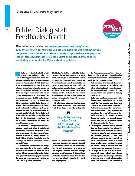 Vorschauseite 1: Echter Dialog statt Feedbackschlacht – Mitarbeitendengespräche