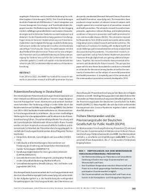 Vorschauseite 2: Perspektivpapier „Zukunft Präventionsforschung“: Koordinierte Forschung zu Prävention und Gesundheitsförderung – aktuell und in der Zukunft