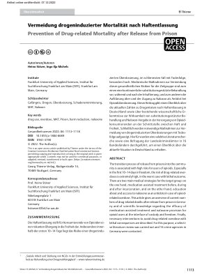 Vorschauseite 1: Vermeidung drogeninduzierter Mortalität nach Haftentlassung