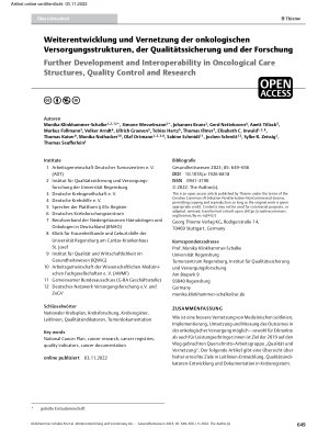 Vorschauseite 1: Weiterentwicklung und Vernetzung der onkologischen Versorgungsstrukturen, der Qualitätssicherung und der Forschung