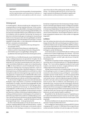 Vorschauseite 2: Weiterentwicklung und Vernetzung der onkologischen Versorgungsstrukturen, der Qualitätssicherung und der Forschung