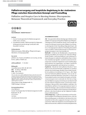 Vorschauseite 1: Palliativversorgung und hospizliche Begleitung in der stationären Pflege zwischen theoretischem Konzept und Praxisalltag