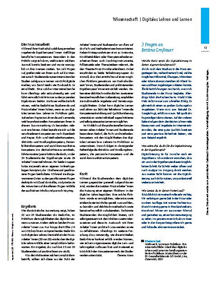 Vorschauseite 2: Wunsch nach Lernplattform – Mediale Bedürfnisse im Praktikum