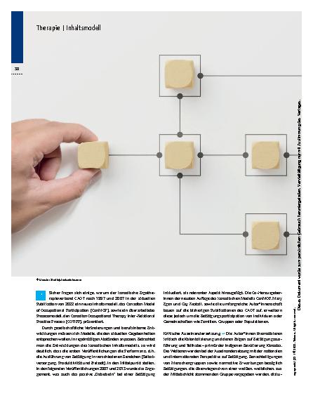 Vorschauseite 1: Partizipation als Dreh- und Angelpunkt – Canadian Model of Occupational Participation